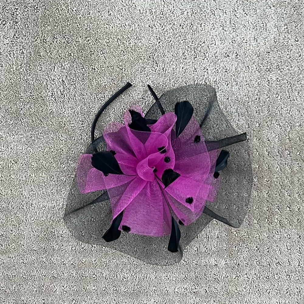 Purple Fascinator head band - derby, British coronation
